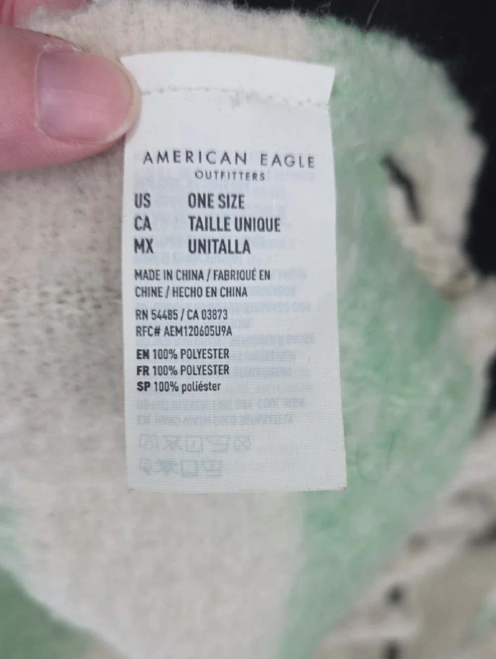 American Eagle Outfitters Mint Green and Cream Knit Scarf with Fringe